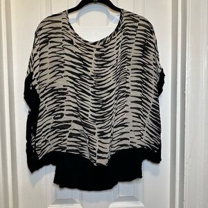 Banana Republic x Trina Turk Black and White Silk Zebra Print Top